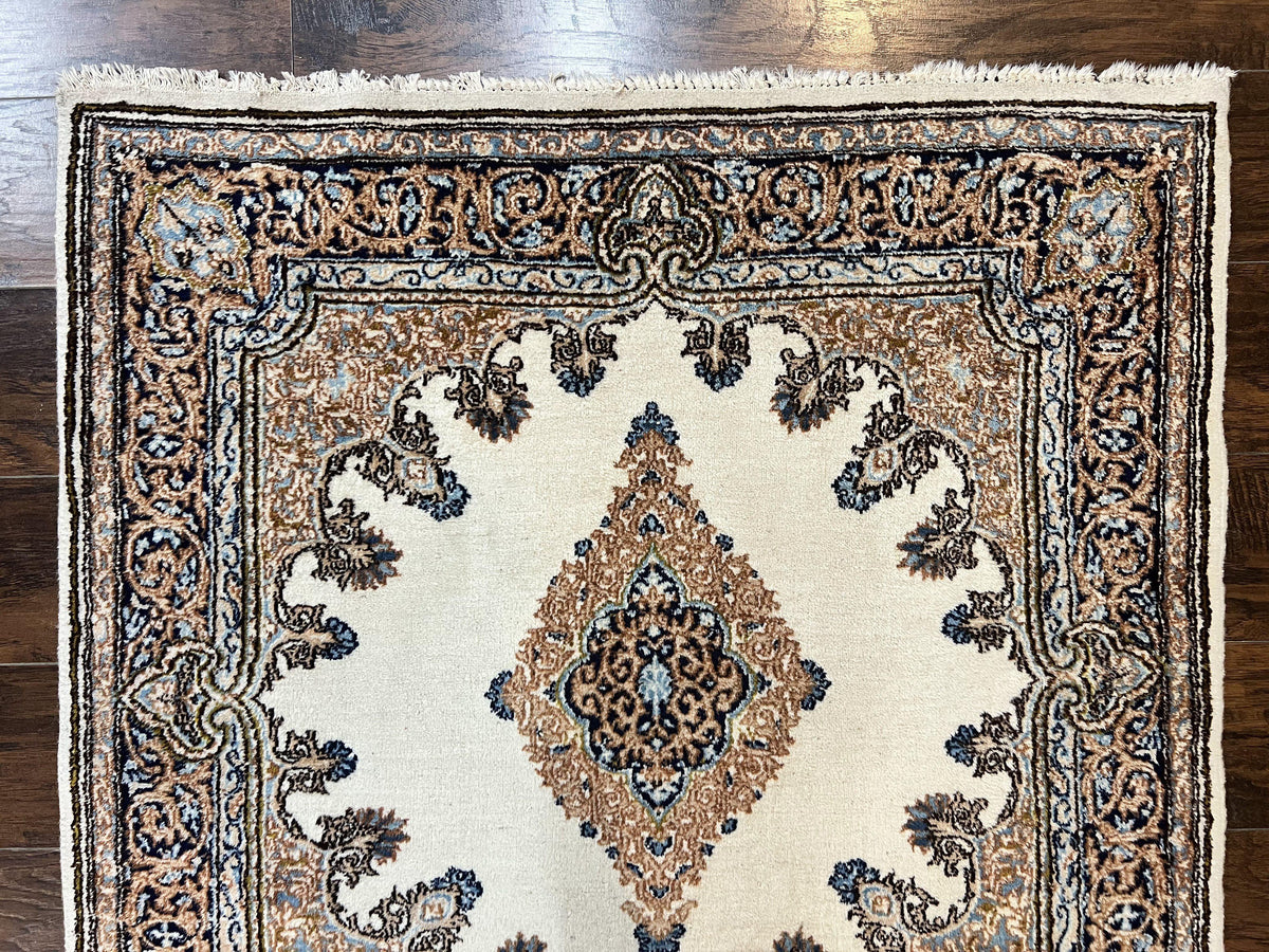 Square Persian Kirman Rug 4x4, Semi Open Field, Handmade - Jewel Rugs, view 3