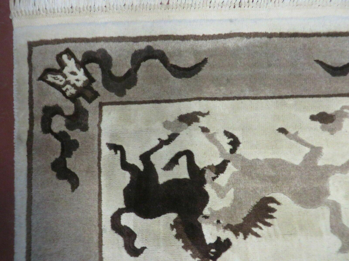 4' X 6' Modern Tibetan Nepal Art Deco Chinese Hand Knotted Wool Rug Horses Nice - Jewel Rugs, view 7
