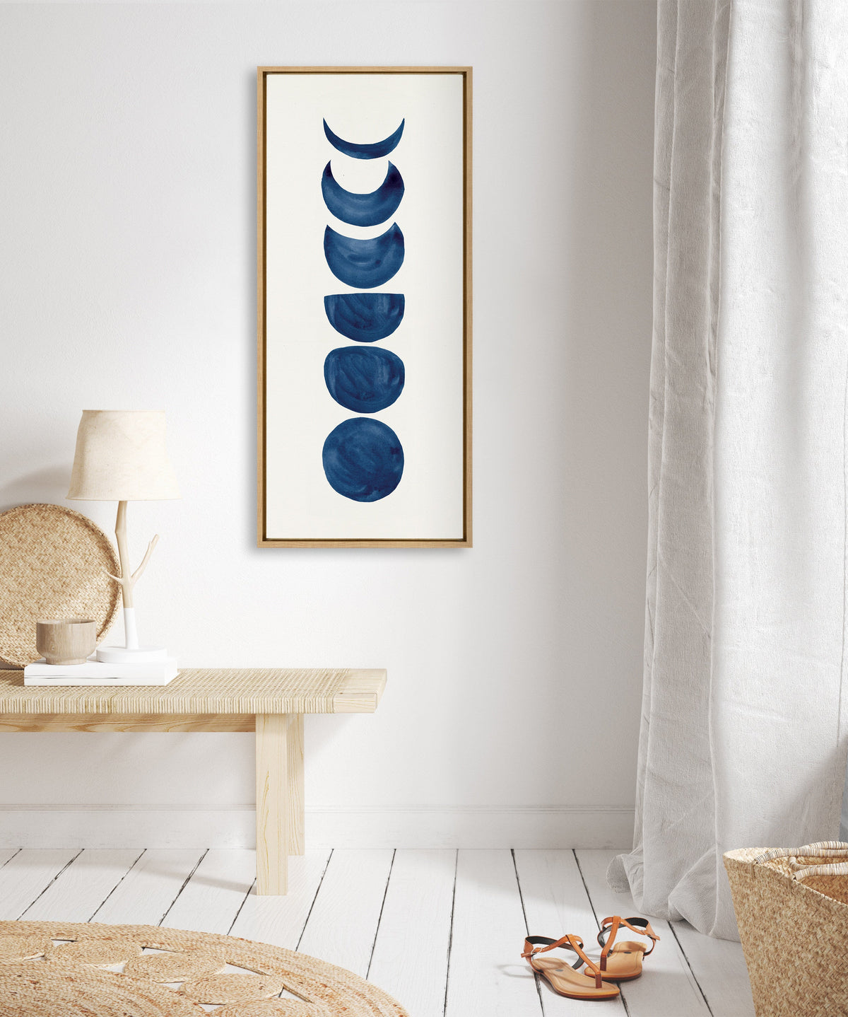 Sylvie Linear Moon Phases Framed Canvas by Teju Reval