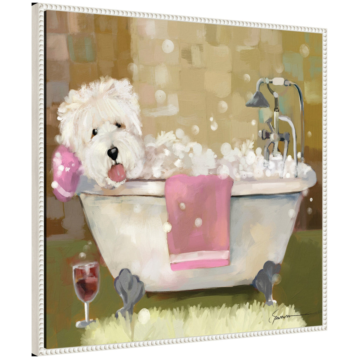 Sylvie Tiny Bubbles Framed Canvas by Mary Sparrow