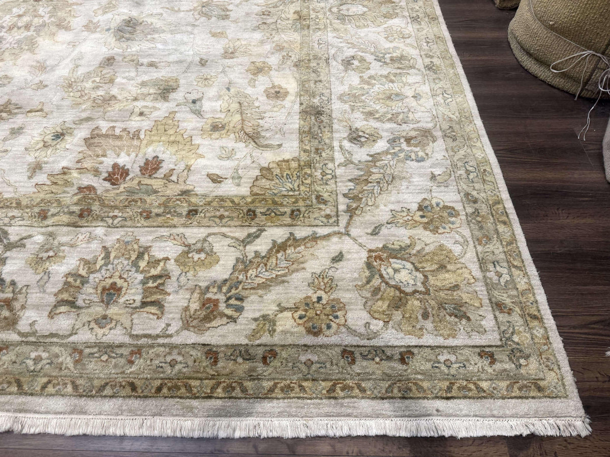 Palace Size Rug 12x15, Neutral Light Colors, Oat, Peshawar Chobi Oushak Rug, Handmade Wool Rug - Jewel Rugs, view 10