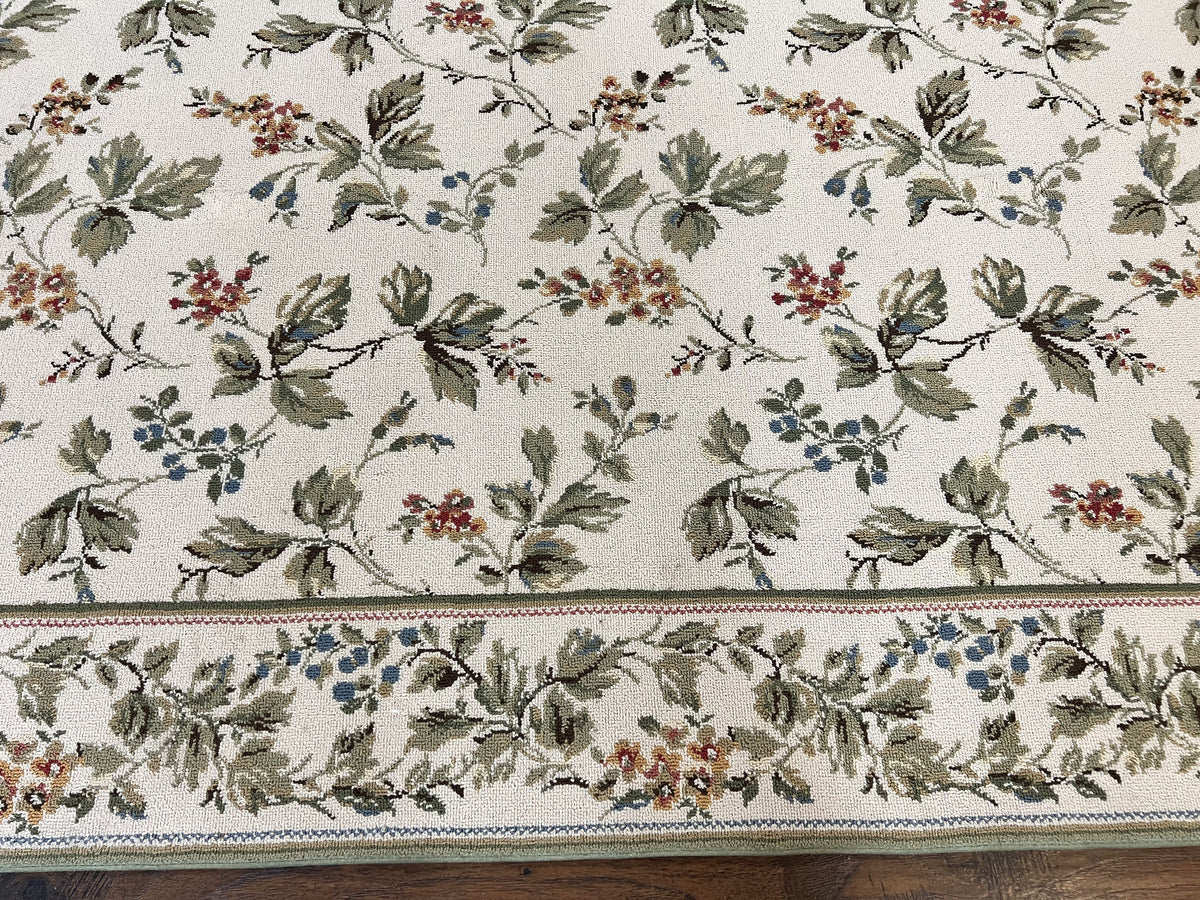 Vintage Stark Carpet 7x10, Ivory and Green, European Aubusson Design, Allover Pattern, Stark Rug - Jewel Rugs, view 5