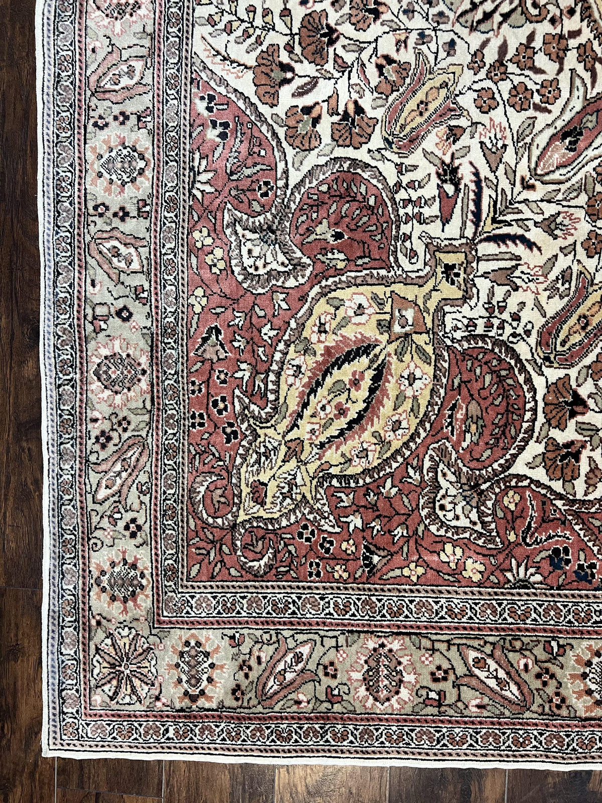 Turkish Sivas Rug 9x12, Handmade Vintage Wool Carpet, Cream Ivory - Jewel Rugs, view 9