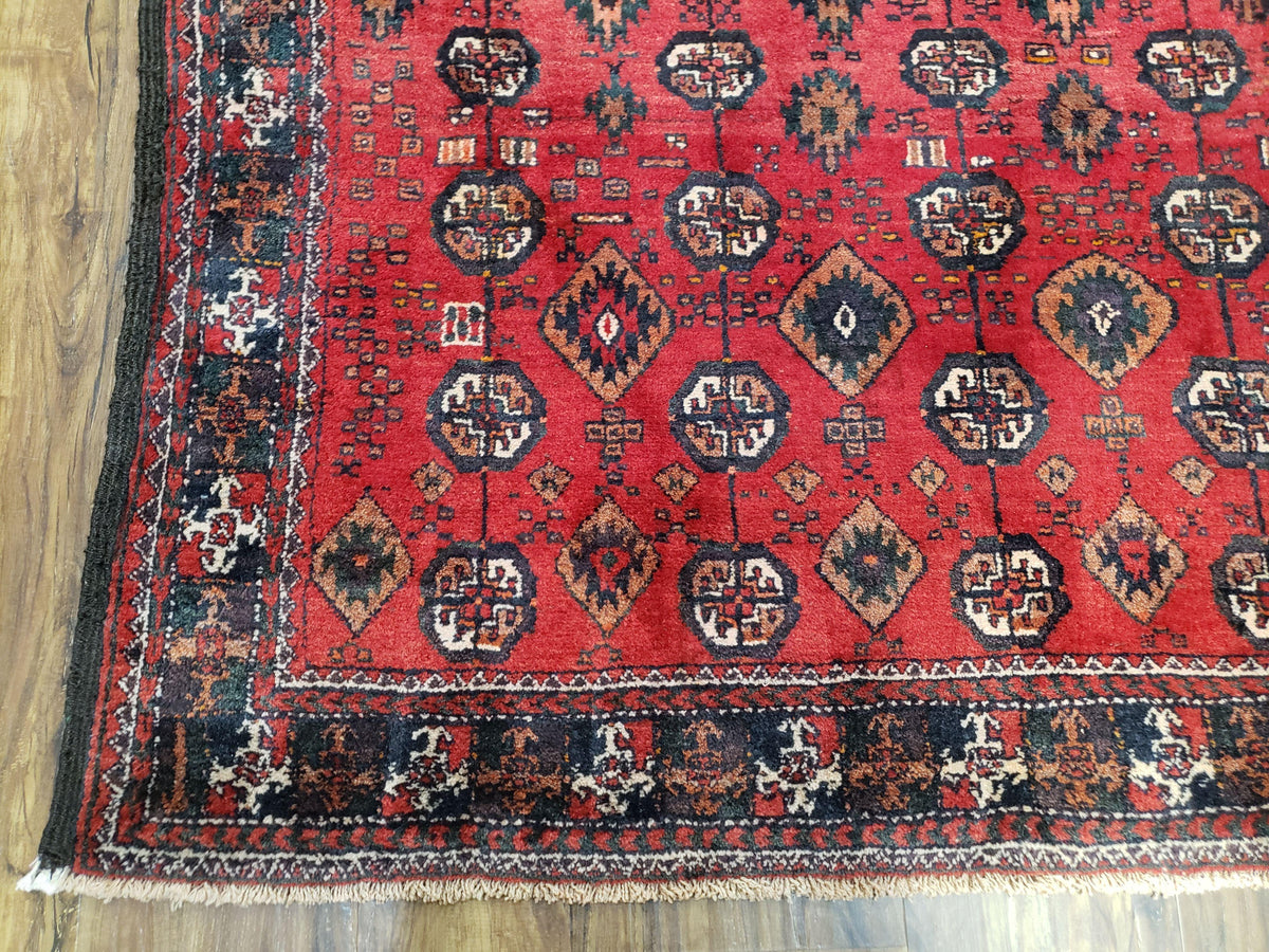 4 x 8 Handmade Baluch Afghan Turkoman Tribal Wool Rug Organic Dyes 8x4 Carpet - Jewel Rugs, view 7