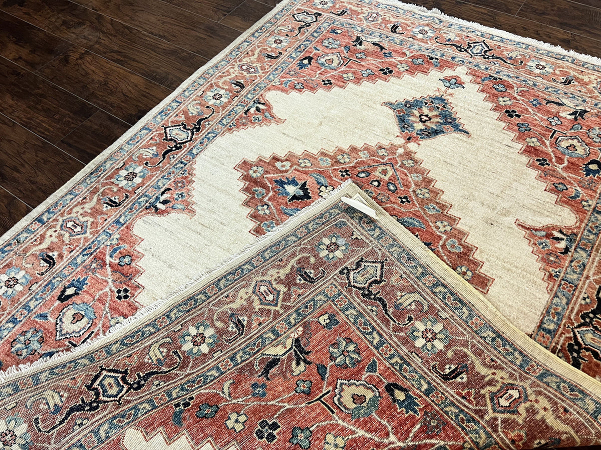 Peshawar Rug 5x7, Wool Hand Knotted Handmade Vintage Carpet, Serapi Design, Pakistani Rug 5 x 7 ft, Medium Sized, Geometric Rug - Jewel Rugs, view 13