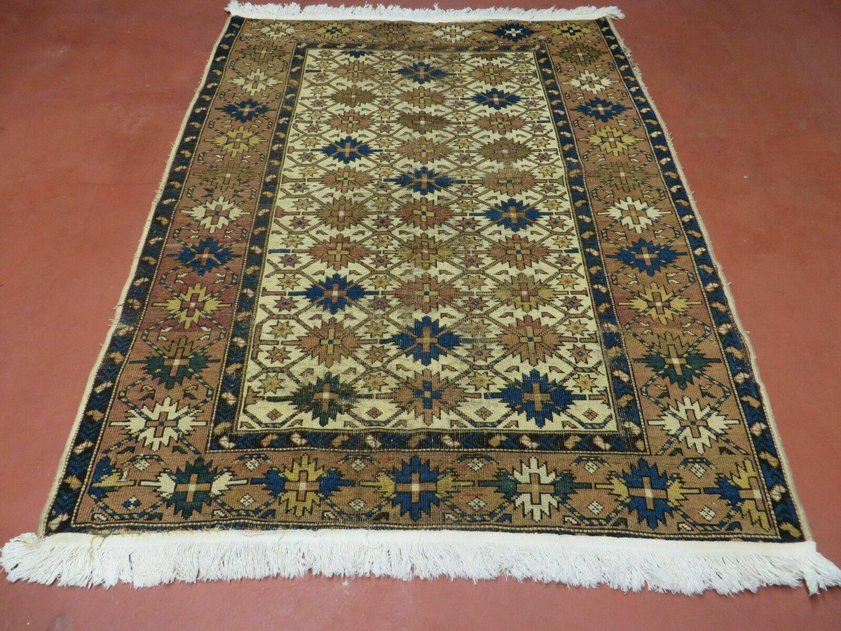 4' X 5' Antique Handmade Caucasian Kazak Shirvan Wool Rug Snow Flakes - Jewel Rugs, view 2