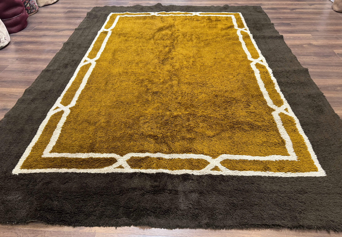 Mid Century Shag Rug 8x11, Large Vintage Shag Rug, Open Field, European Shag Rug - Jewel Rugs, view 2