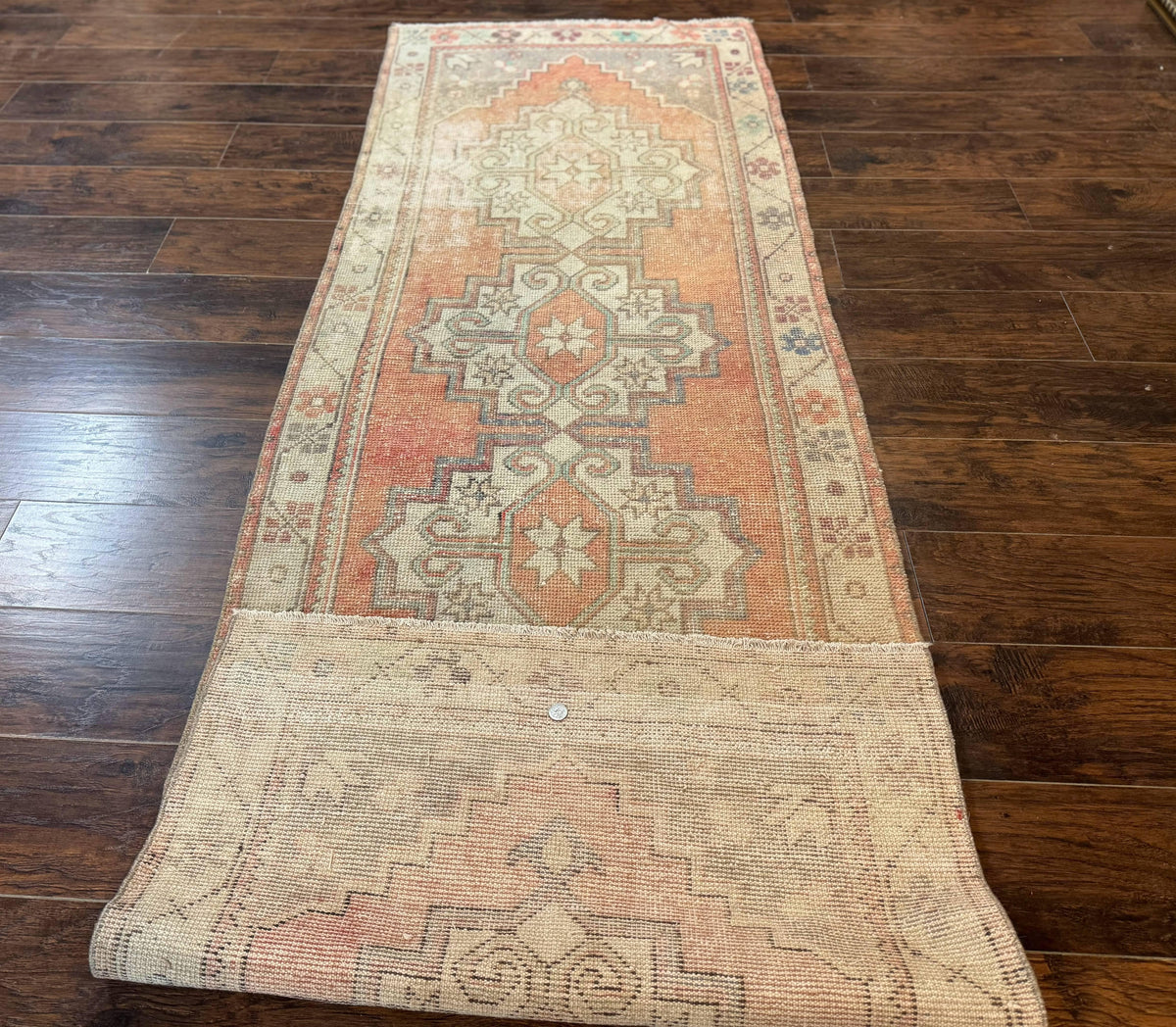Antique Turkish Runner Rug 3 x 9.6, Farmhouse Rug, Geometric Runner, Handmade, Vintage Rug for Modern Home - Jewel Rugs, view 11