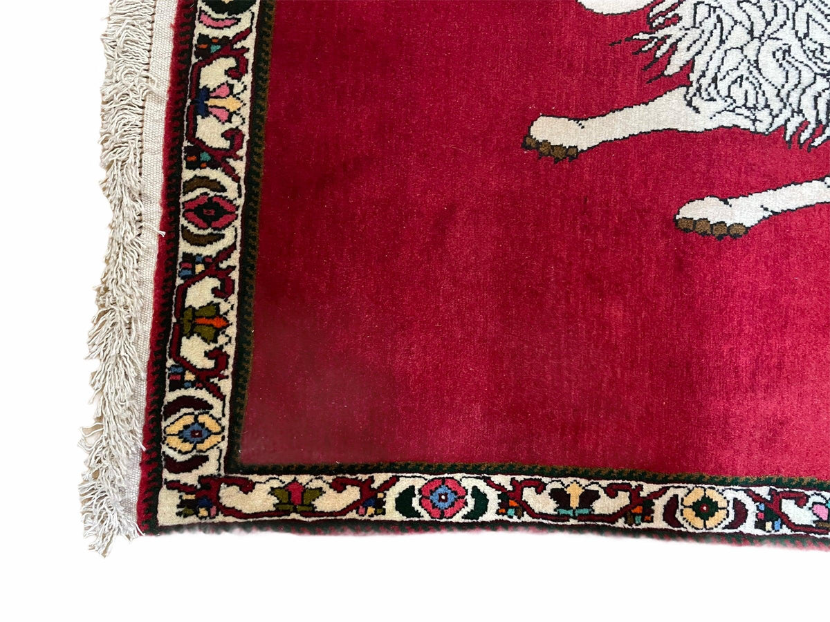 4 X 6 Handmade Hand-Knotted Quality Wool Rug Zagros Lion Red Ivory Tribal Rug - Jewel Rugs, view 6