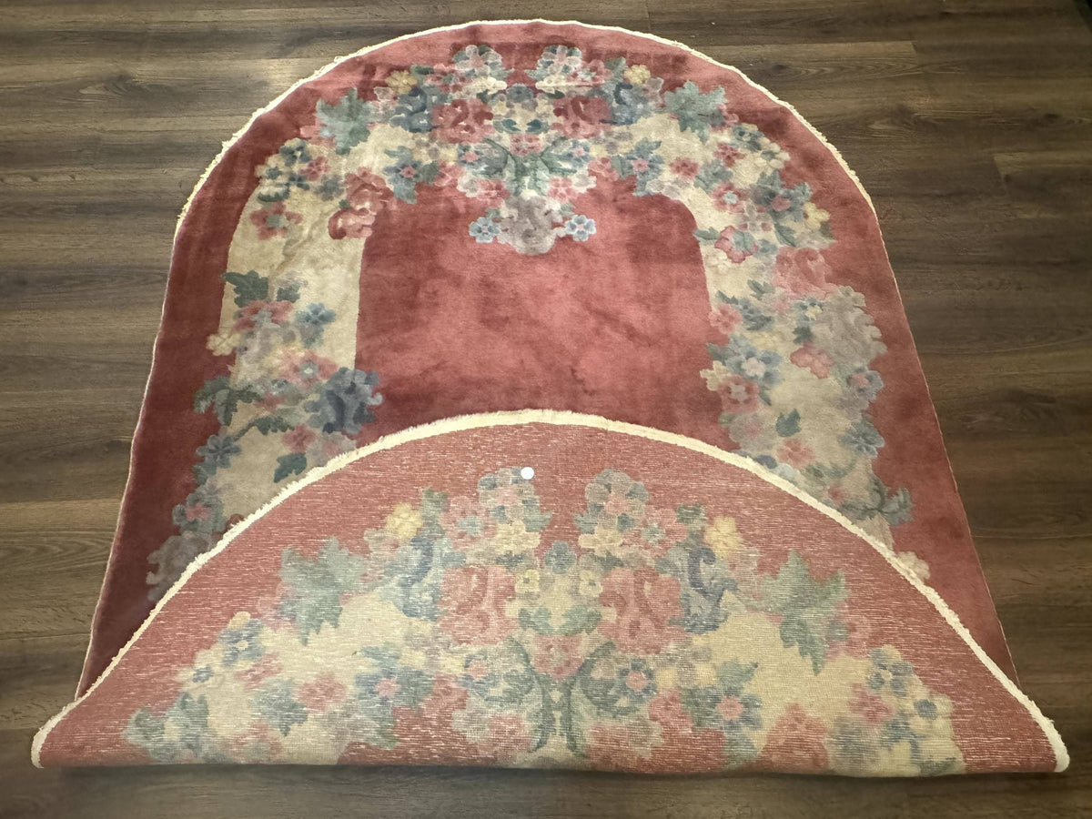 Oval Chinese Peking Rug 5x8, Pink, Floral, Vintage Chinese Wool Carpet - Jewel Rugs, view 11