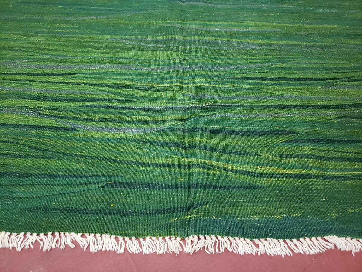 Green Turkish Kilim Rug, 6x9 - 7x10 Rugs, Bird, Handmade New Area Rug, Wool, Bohemian Boho Decor, Hand Woven, Modern Abstract Flat Weave Rug - Jewel Rugs, view 6