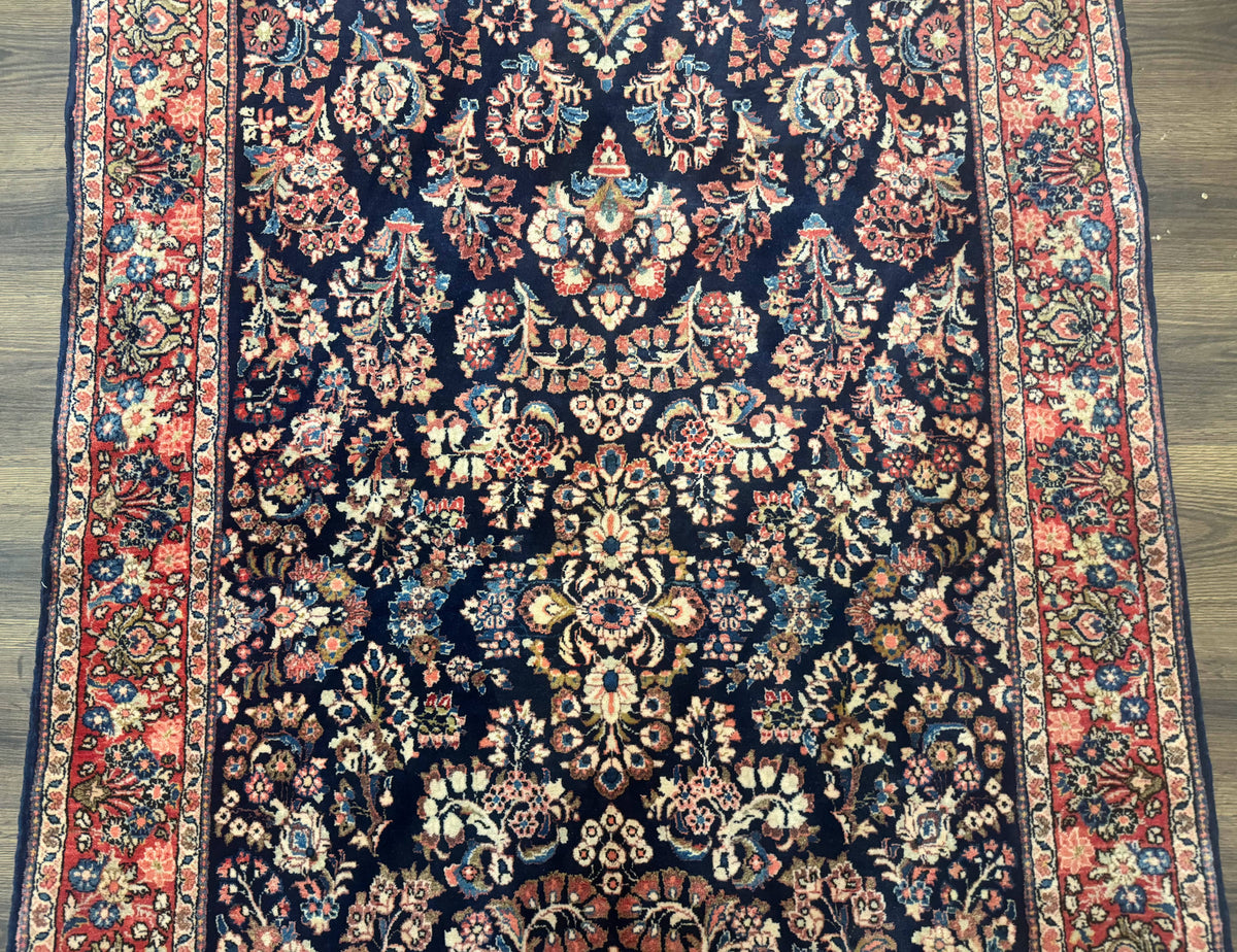 Navy Blue Persian Rug 4x6, Sarouk Mohajeran Carpet, Antique Persian Rug, Floral - Jewel Rugs, view 4