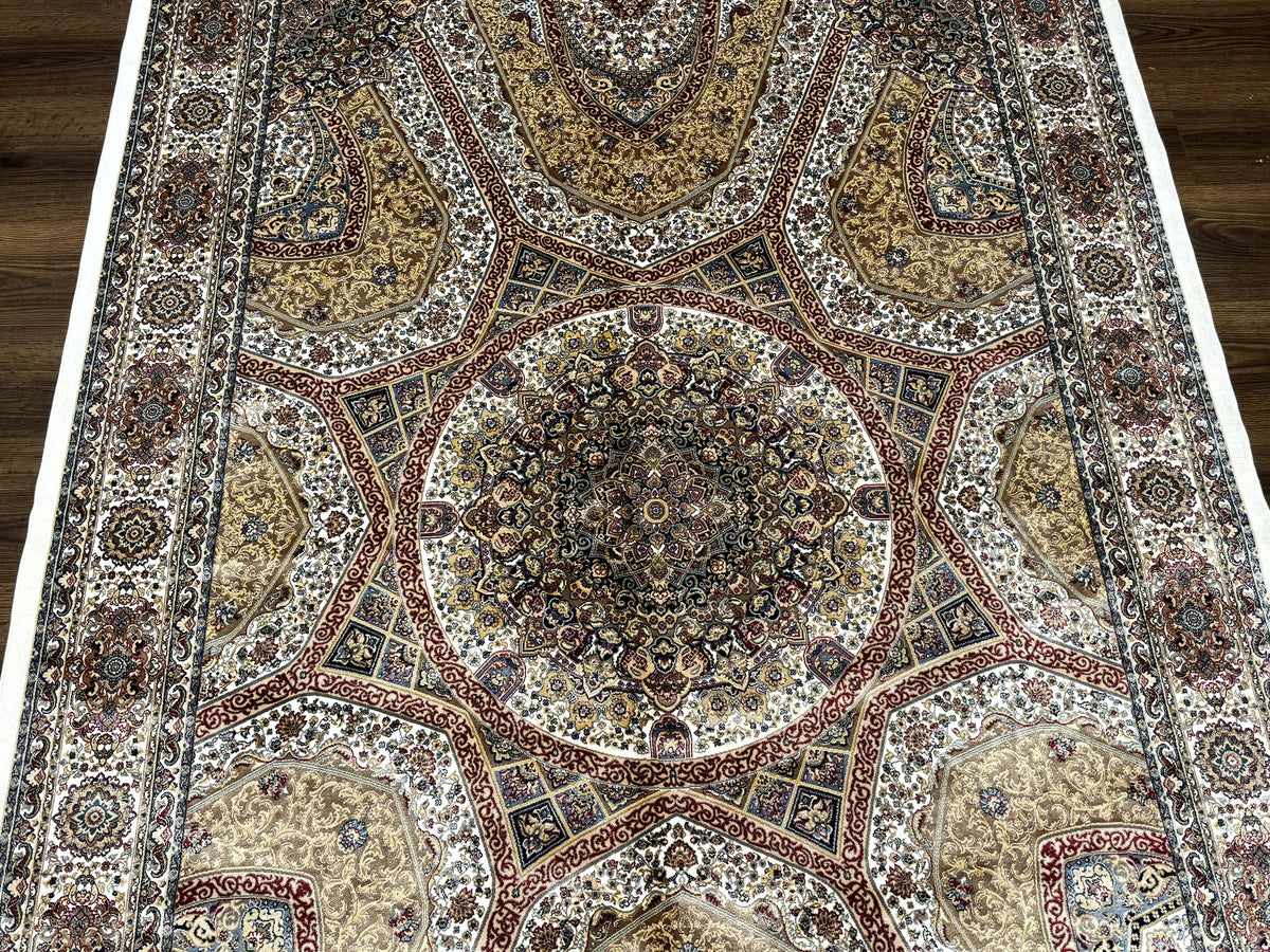 Turkish Silk Rug 5 x 7.6, Dome Design, Bamboo Silk, New - Jewel Rugs, view 3