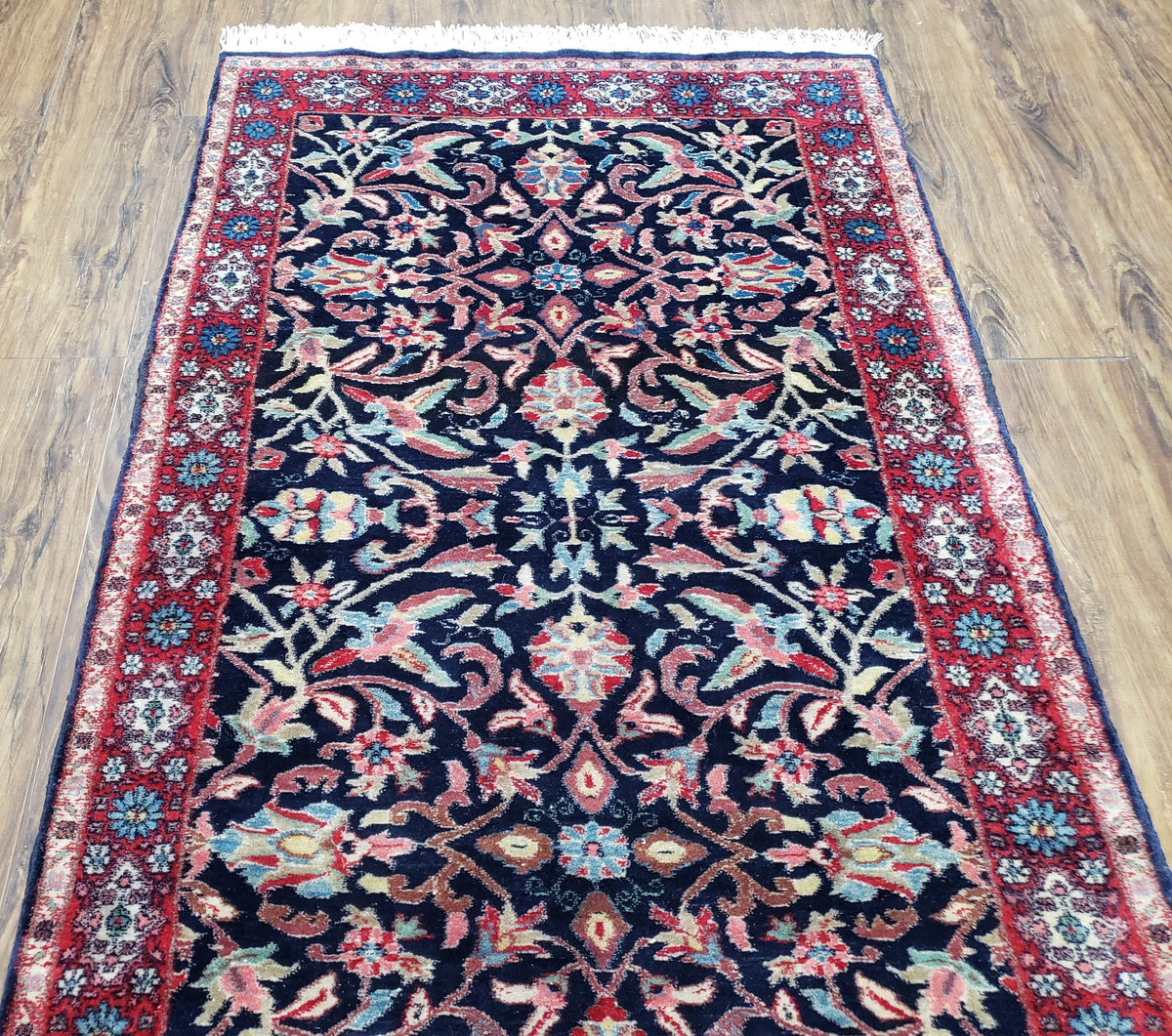 Antique Persian Sarouk Rug 3x5, Navy Blue, Allover Pattern, Hand Knotted - Jewel Rugs, view 15