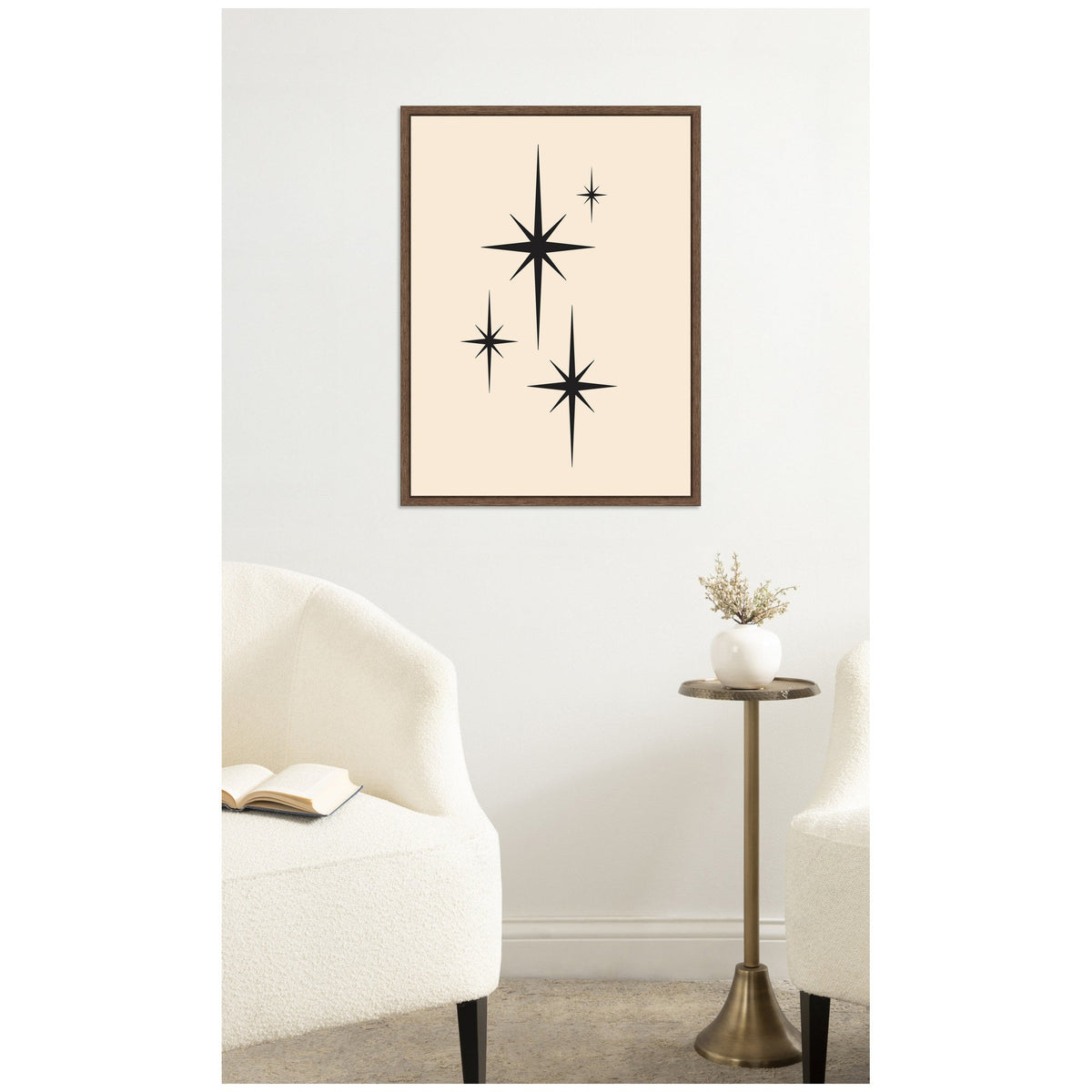 Starburst Retro Set Print 1 of 2 Atomic 70s Style MCM Minimalist by Lucky Guava Framed Canvas Wall Art Print