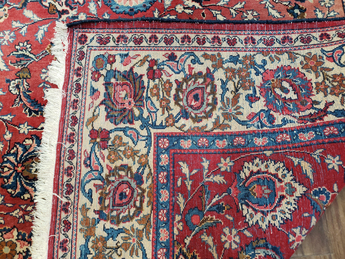 Semi Antique Persian Kashan Rug, Red & Beige, Hand-Knotted, Wool, 4'7" x 6' 6", Pair B - Jewel Rugs, view 11
