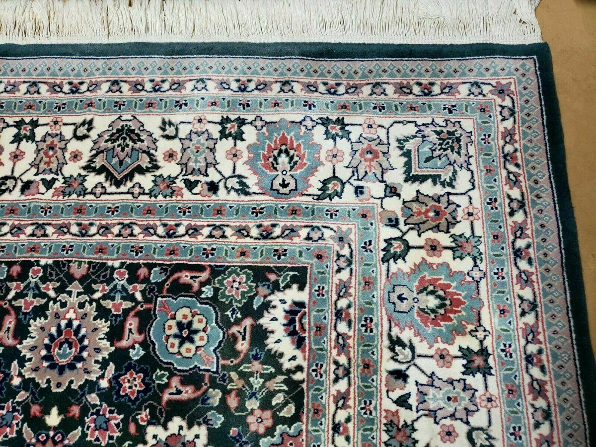 8' X 10' Handmade Indian Oriental Wool Rug Carpet Organic Dye Forest Green Nice - Jewel Rugs, view 7