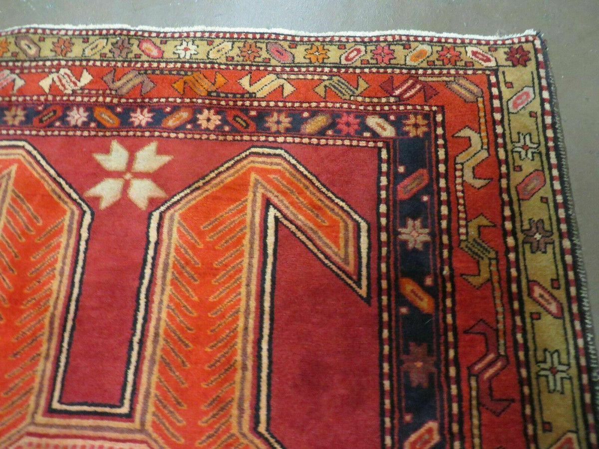 4' 10" X 11' Antique Handmade Turkish Kazak Wool Rug SHIELD Hand Knotted Red - Jewel Rugs, view 5