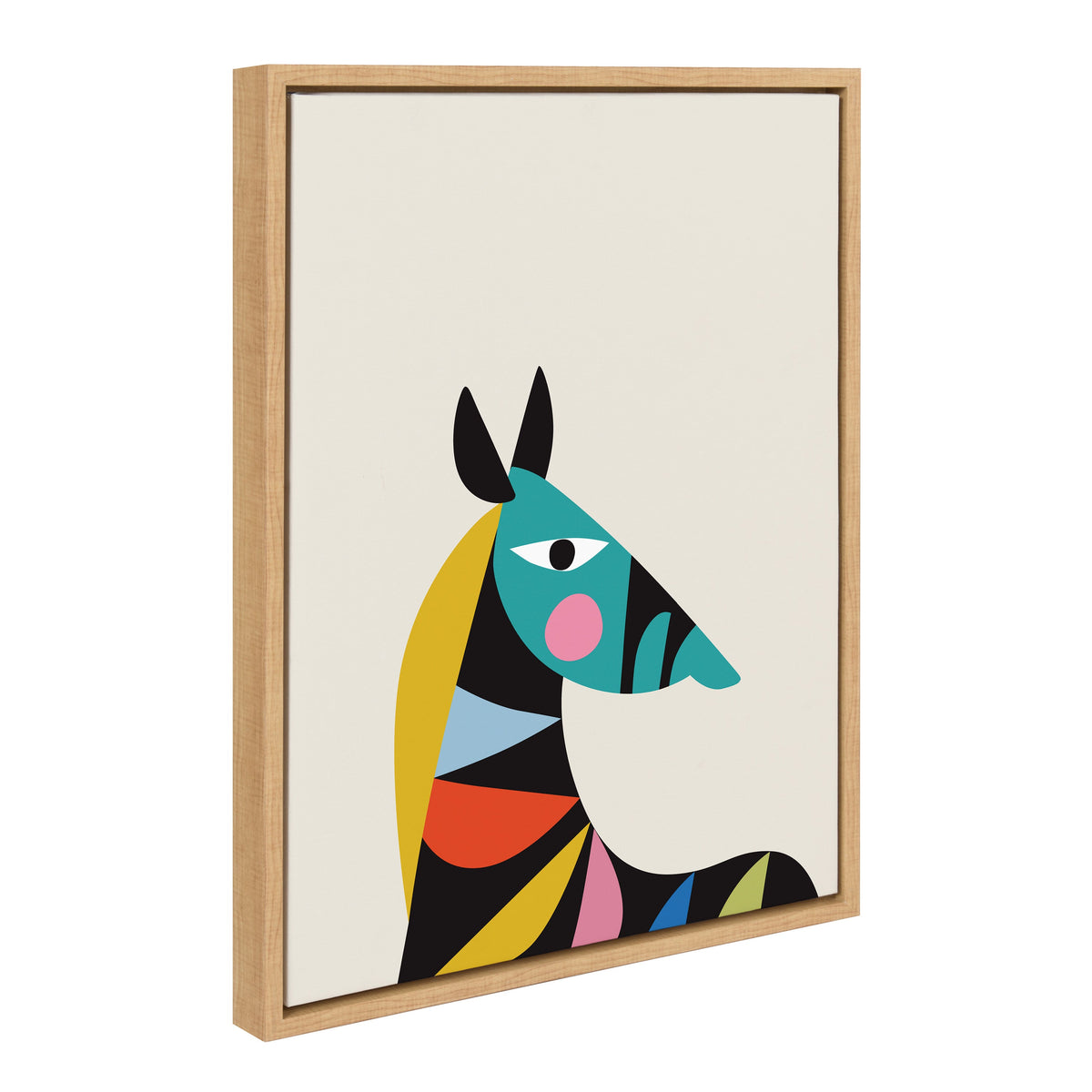 Sylvie Mid Century Modern Baby Zebra Framed Canvas by Rachel Lee of My Dream Wall