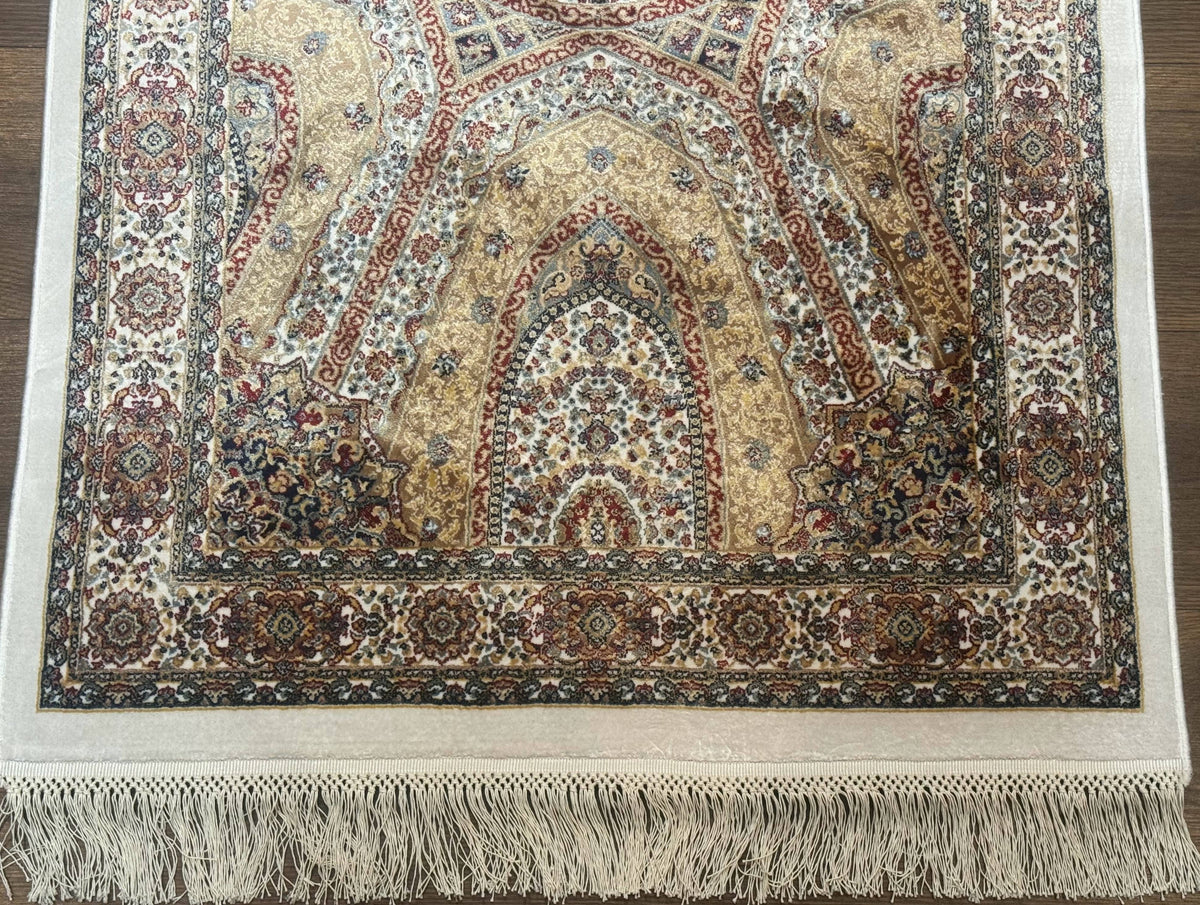 Turkish Silk Runner Rug 2.6 x 13, Dome Design, Hereke Runner, Bamboo Silk, New - Jewel Rugs, view 5