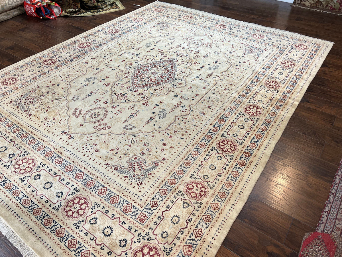 Pak Persian Rug 9x11, Very Fine Hand Knotted Oriental Carpet, Haji Jalili Design, Ivory/Cream, Wool Handmade Room Sized Rug 9 x 11 ft, Nice - Jewel Rugs, view 12