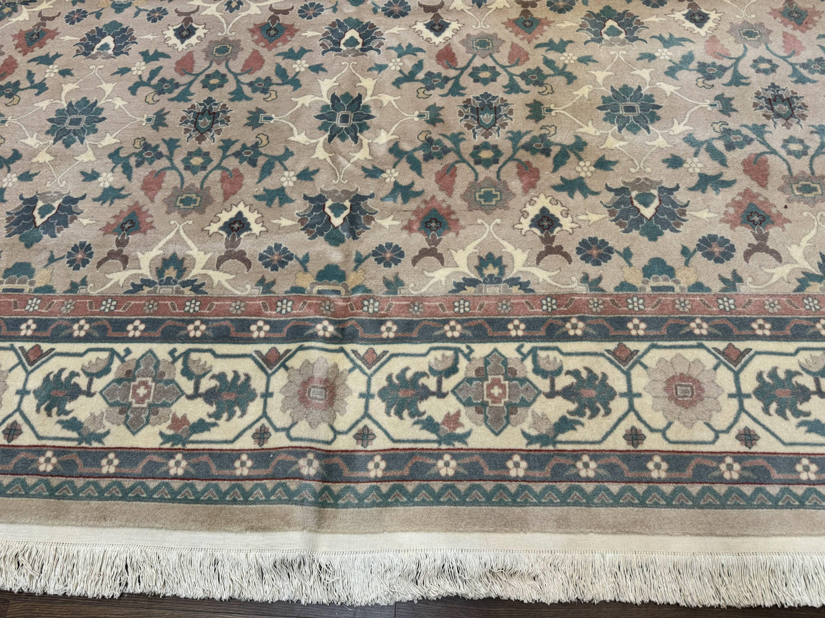 Palace Size Wool Rug 10x18, Sino Persian Kerman Rug, Oversized Hand Knotted Carpet, Light Taupe, Allover Pattern - Jewel Rugs, view 6