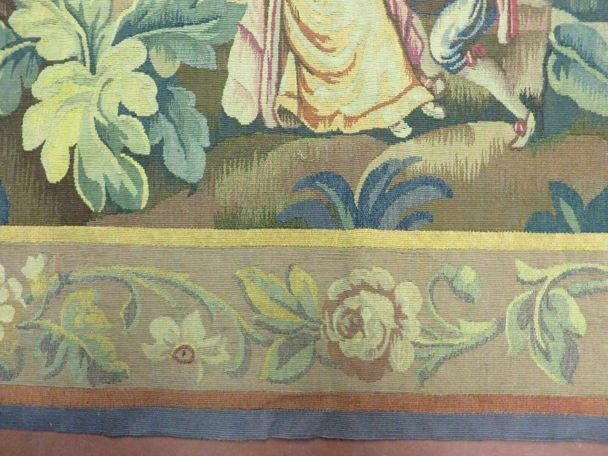 Antique French Tapestry 5x6 French Handmade Aubusson Nature One Of A Kind Rare - Jewel Rugs, view 5