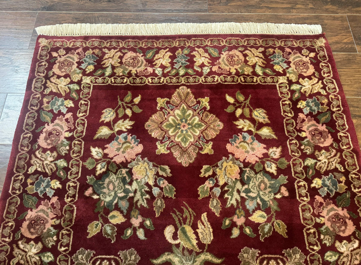 Indo Persian Kerman Rug 4x6, Burgundy, Floral - Jewel Rugs, view 4