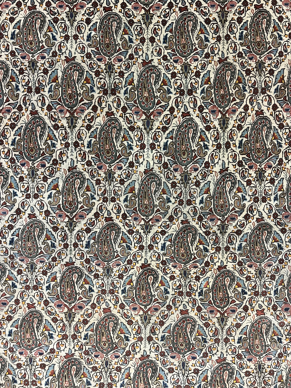 Persian Qum Rug 5x6, Cream Wool Hand Knotted Carpet, Repeated Boteh Paisely Design, Semi Antique Vintage Rug, Very Fine Weave 5 x 6 Rug - Jewel Rugs, view 4