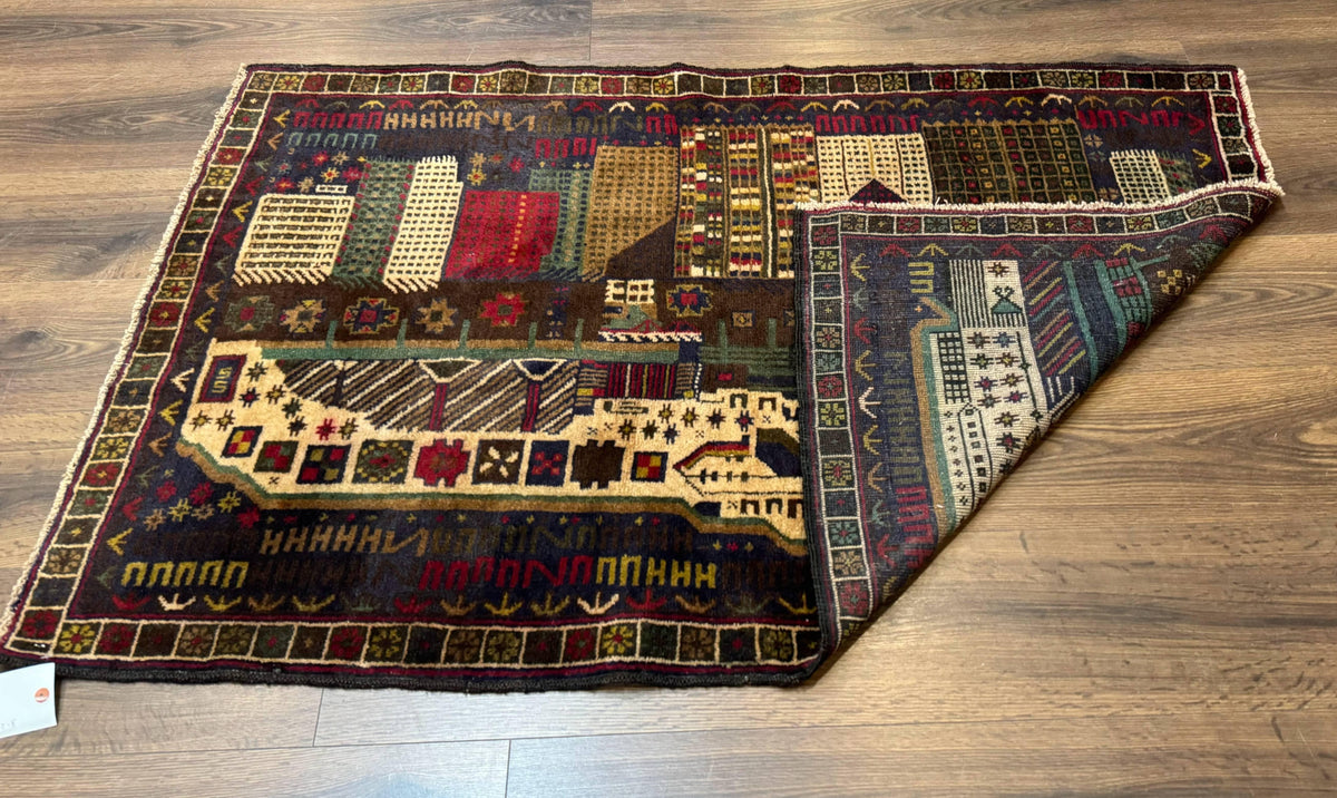 Balouch Rug 3x5, Afghan Carpet, City Pictorial - Jewel Rugs, view 11