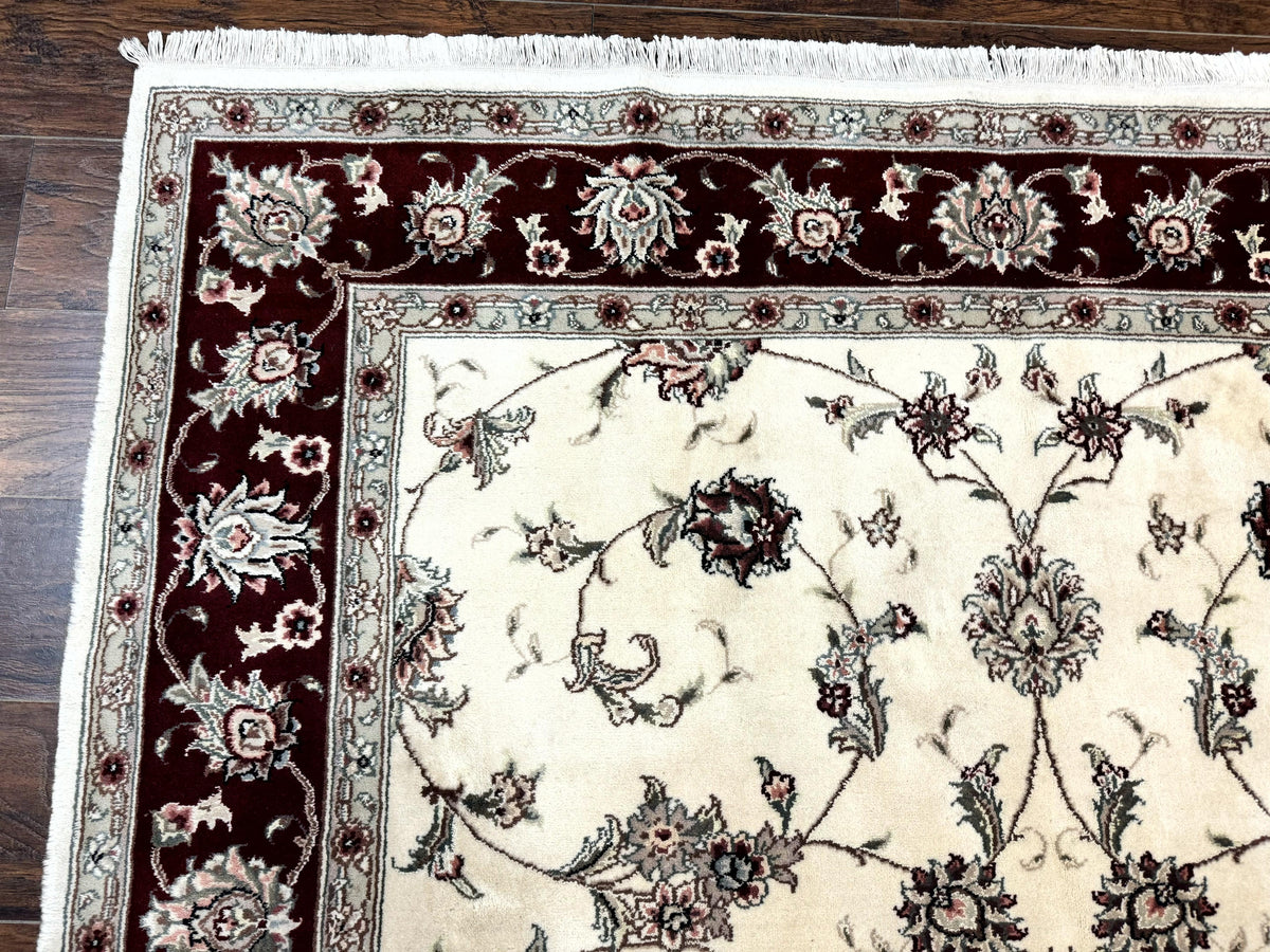 Ivory and Burgundy Pak Persian Rug 6x9 - Jewel Rugs, view 7