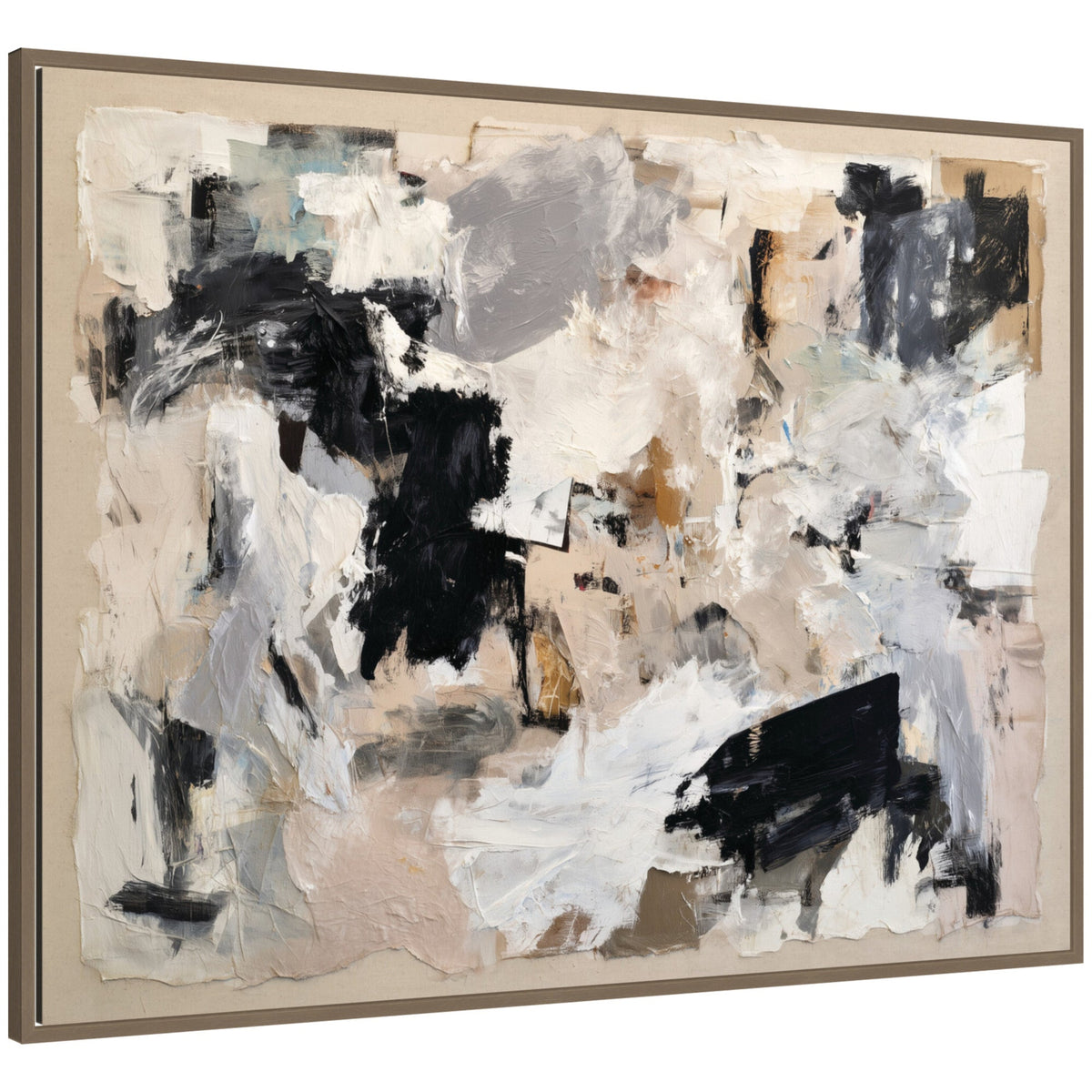 Expressive Tonal Neutral Abstract by The Creative Bunch Studio Framed Canvas Wall Art Print