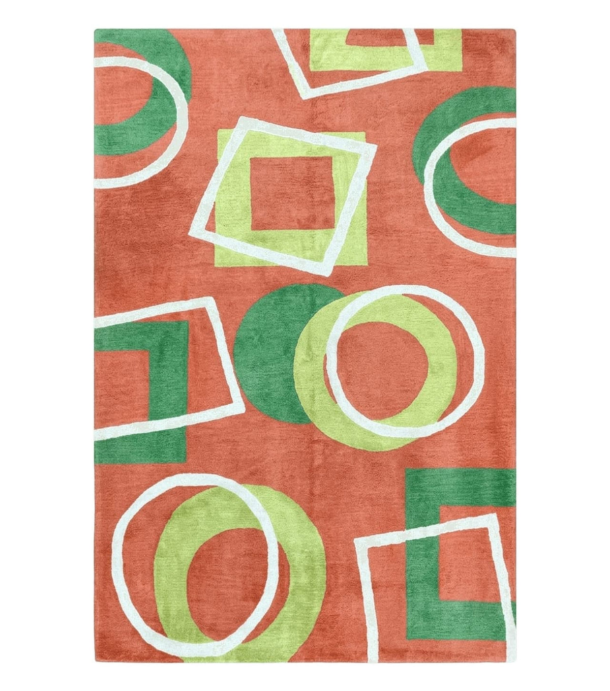 Abstract Rug 6x9, Modern Contemporary Rug, Red-Orange Green - Jewel Rugs