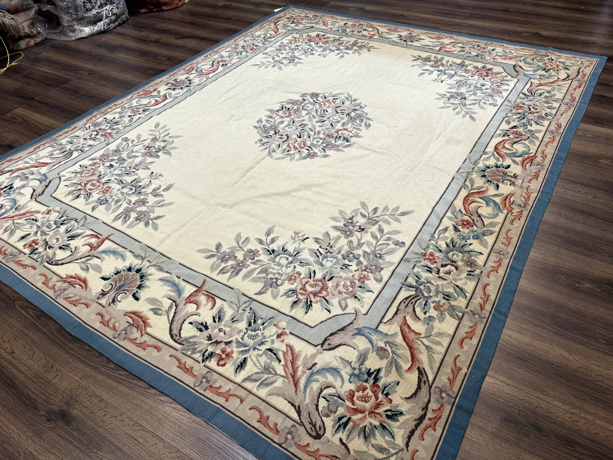 Ivory Needlepoint Rug 8x10, Wool Handmade Carpet - Jewel Rugs, view 3