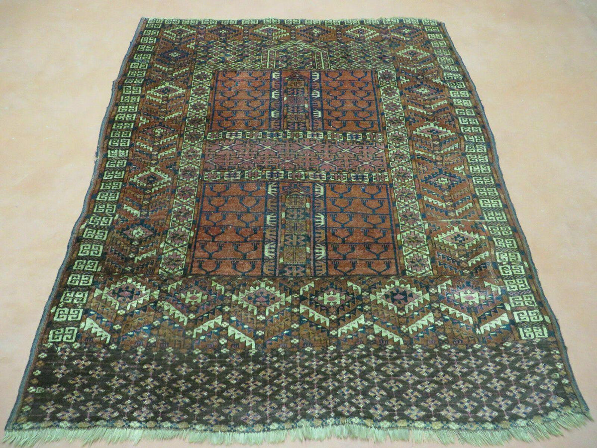 Antique Turkoman Ensi Wool Rug 4x5 - Jewel Rugs