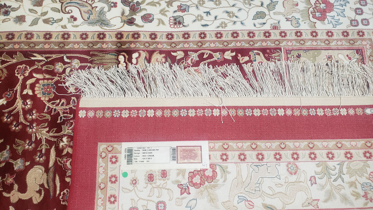 Silk Carpet 4x6 Dark Red & Cream, Tree of Life Rug, Animal Motifs, Birds Deer Rabbits, All Bamboo Silk, 4 x 6 Silk Area Rug - Jewel Rugs, view 10