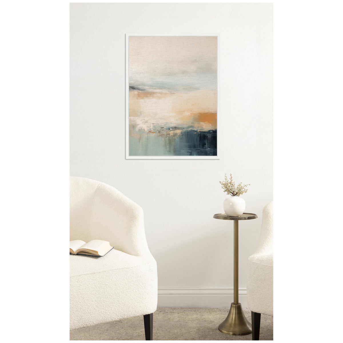 Blue Beach Ocean Coastal Abstract 3 by The Creative Bunch Studio Framed Canvas Wall Art Print