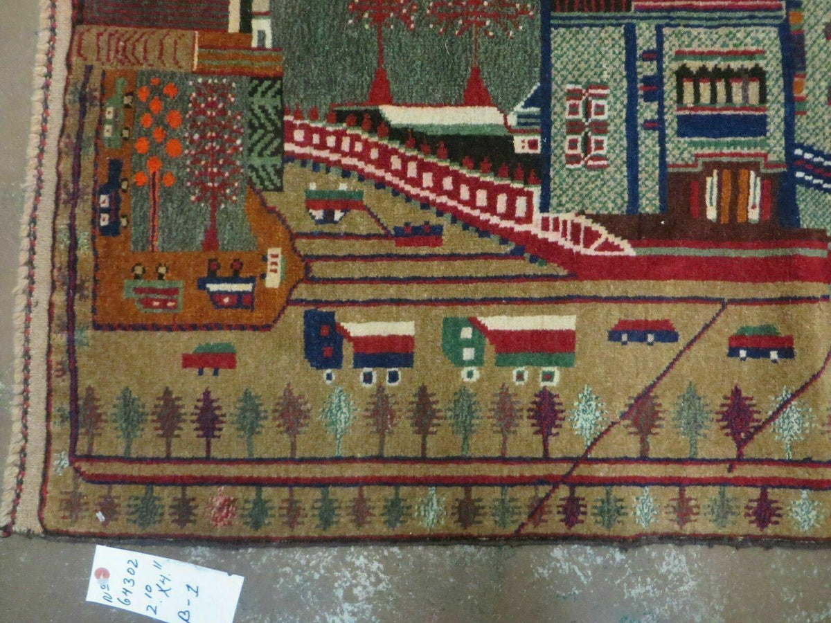 3' X 5' New Vintage Handmade Afghan Balouch Tribal Wool Pictorial Rug # 302 - Jewel Rugs, view 5