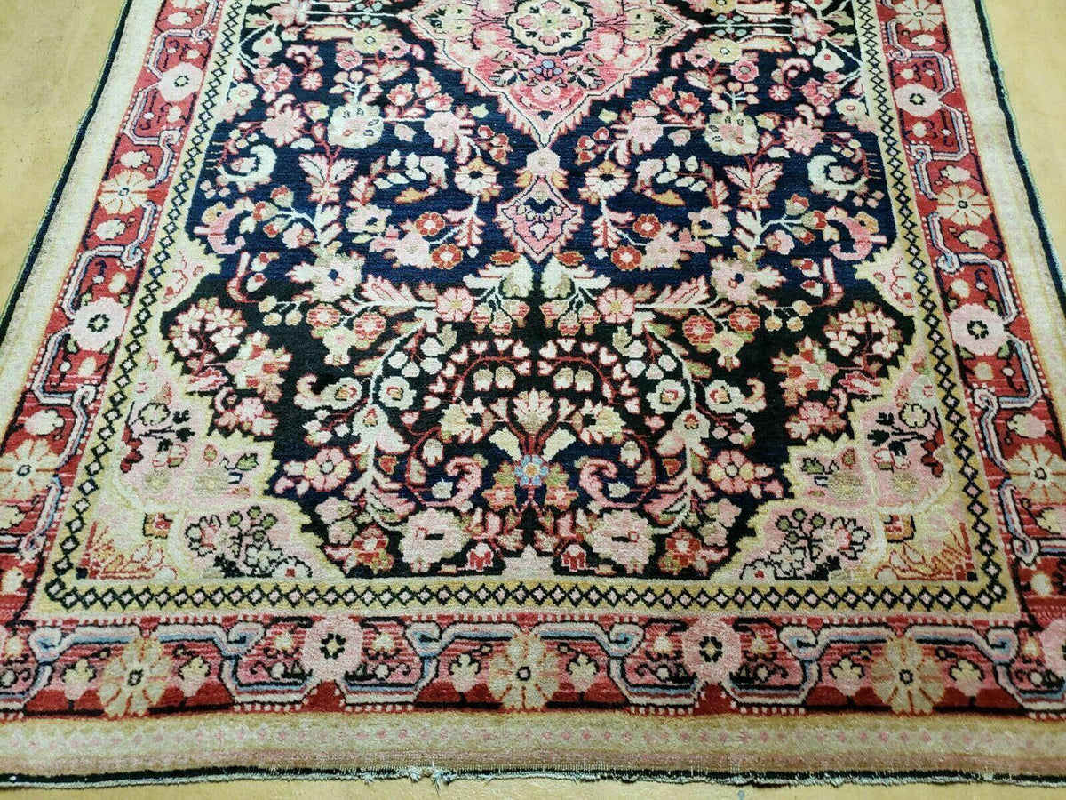 4' X 6' Antique Handmade India Floral Oriental Wool Rug Carpet Organic Blue - Jewel Rugs, view 5