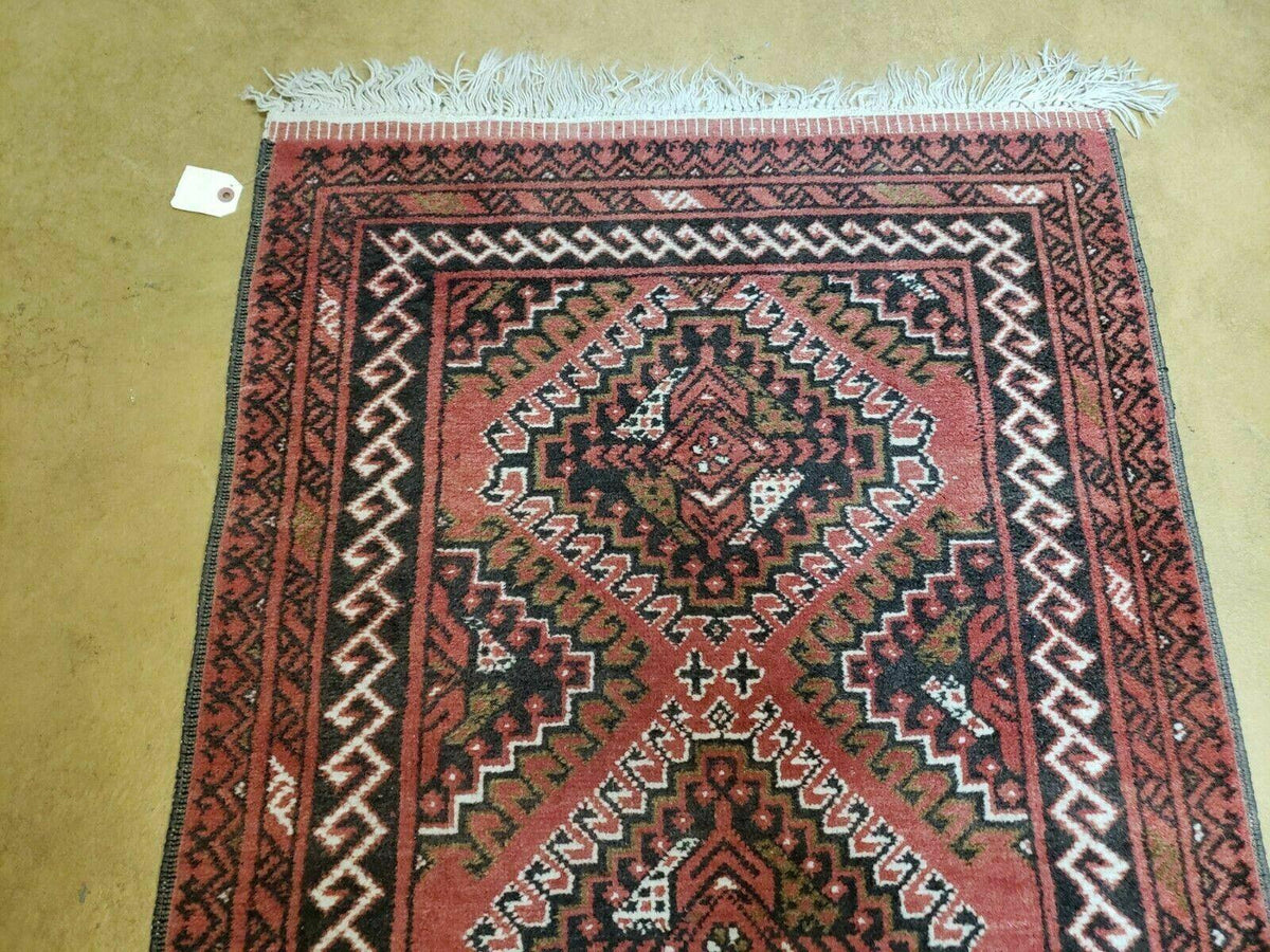 2' 5" X 9' Vintage Handmade Bokhara Red Turkoman Pakistani Wool Runner Rug Organic - Jewel Rugs, view 8