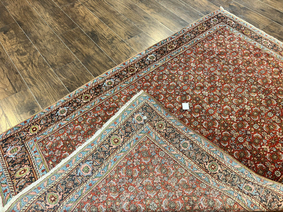 Antique Persian Bidjar Rug 5x7, Repeated Allover Herati Pattern, Red, Handmade Wool Carpet - Jewel Rugs, view 11