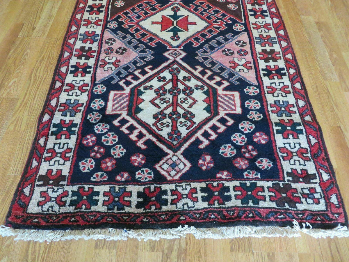 Persian Runner Rug 3.5 x 10.7, Karajeh Heriz Rug, Navy Blue, Geometric Medallions - Jewel Rugs, view 8