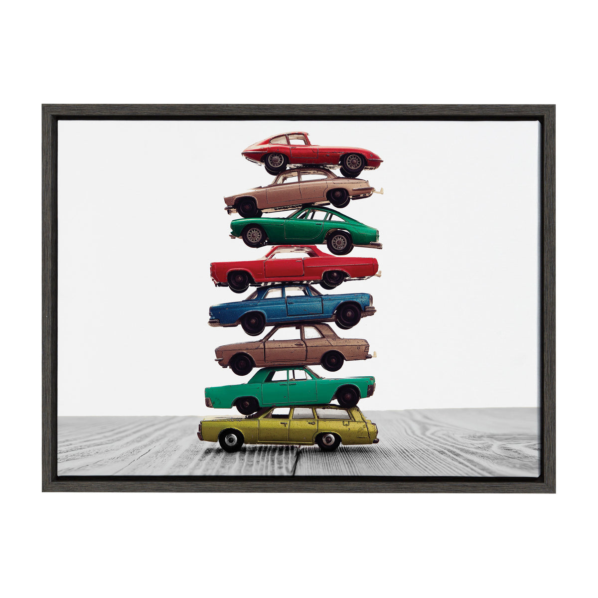 Sylvie Stacked Cars Framed Canvas by Saint and Sailor Studios