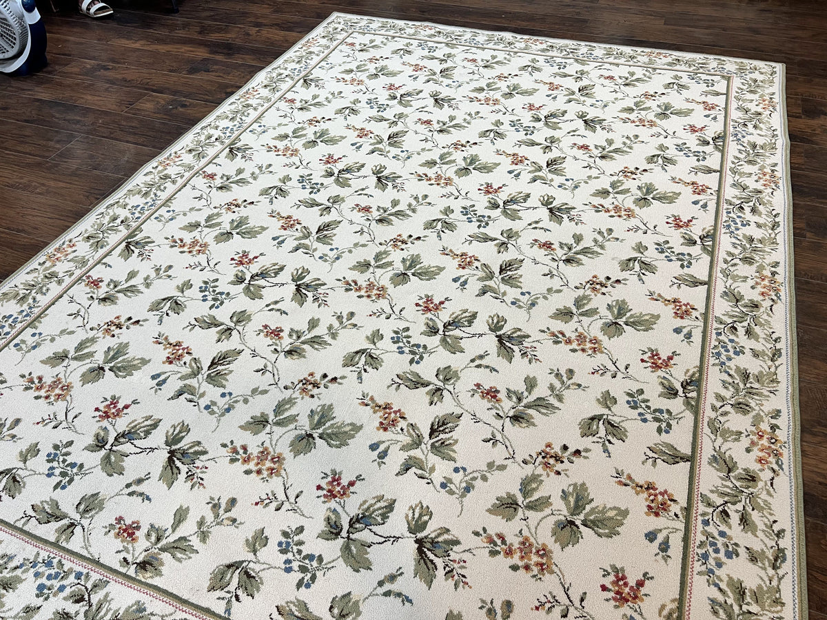 Vintage Stark Carpet 7x10, Ivory and Green, European Aubusson Design, Allover Pattern, Stark Rug - Jewel Rugs, view 12