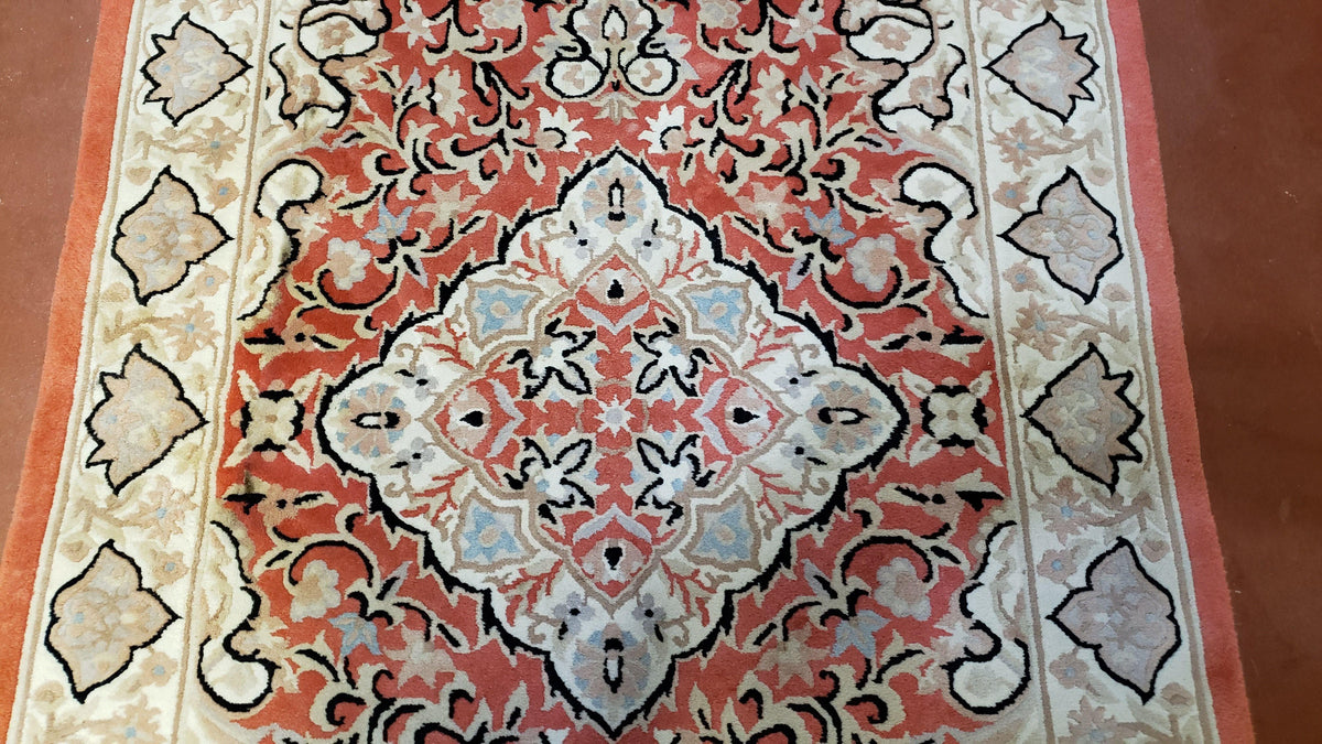 3x5 Red Chinese Plush Rug, Hand Knotted Soft Wool Carpet, Medallion Rug, Fine Vintage Rug, 120 Line, Small Area Rug - Jewel Rugs, view 6