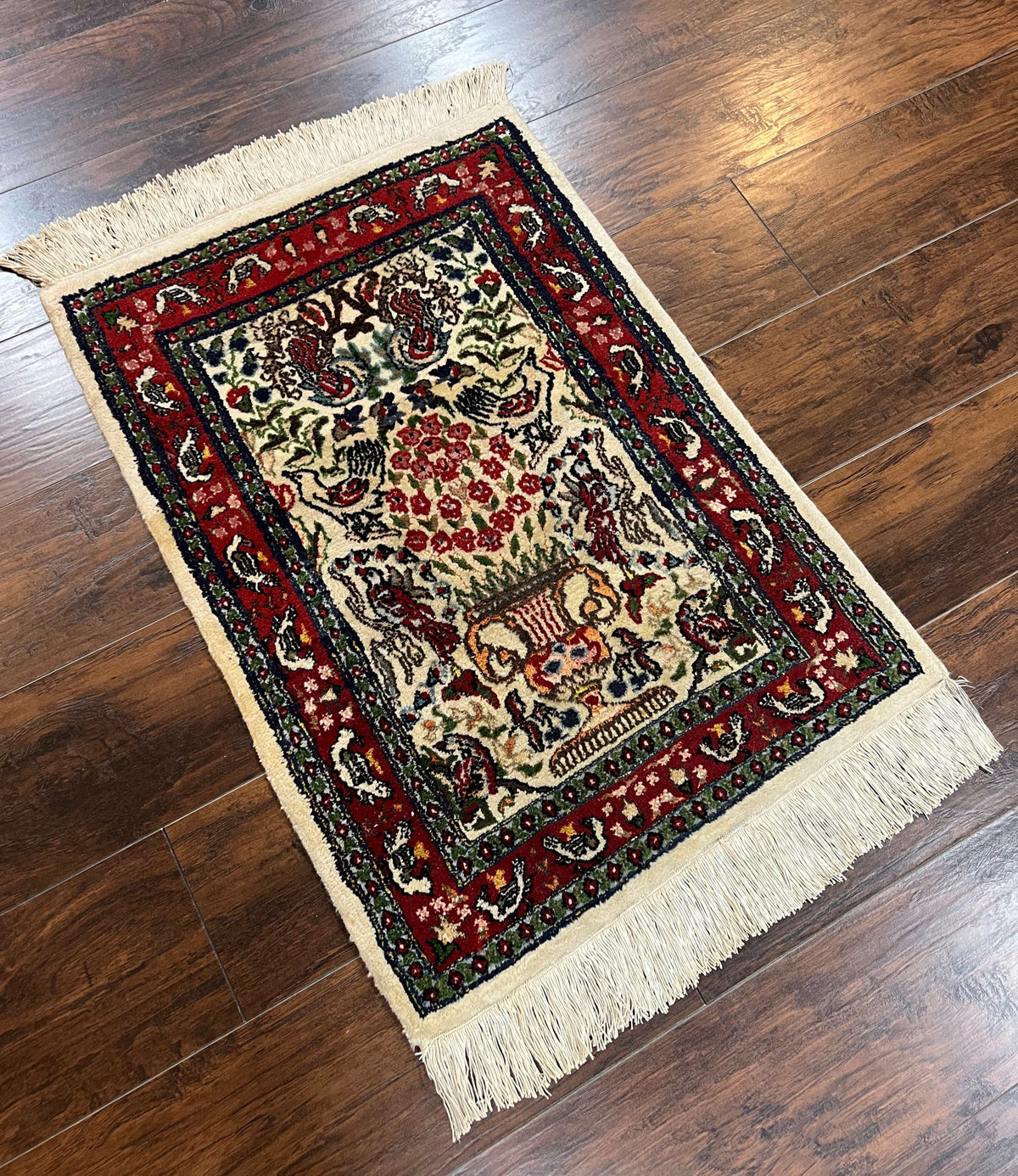 Small Indo Persian Rug 2x3 ft, Wool with Silk Highlights, Animal Pictorials, Birds - Jewel Rugs, view 14