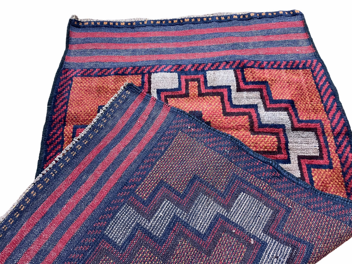 3X5 Vintage Handmade Tribal Wool Rug Balouchi Rug Afghan Rug Red 2' 8" X 4' 8" - Jewel Rugs, view 9