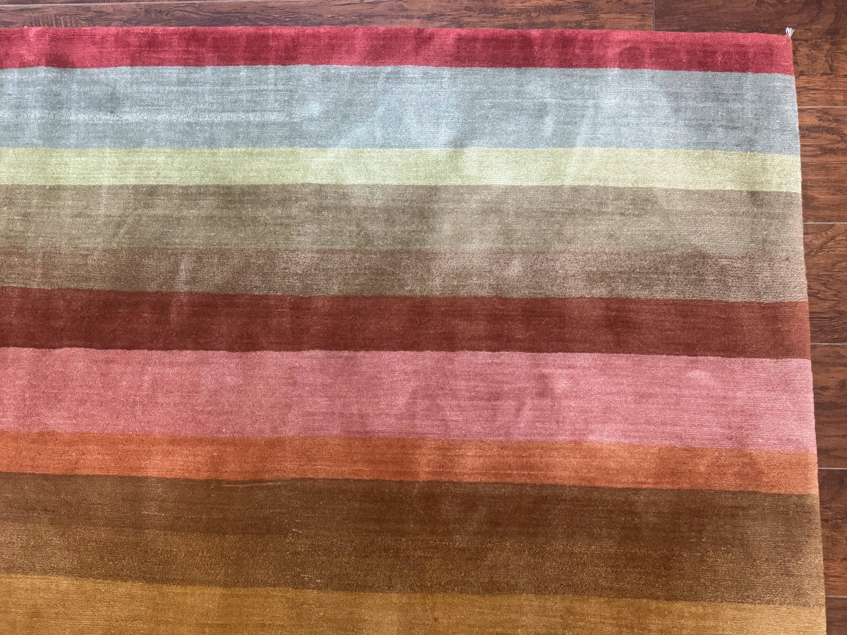 Modern Persian Gabbeh Rug 8x10, Multicolor Stripes, Soft Thick Wool Pile - Jewel Rugs, view 7