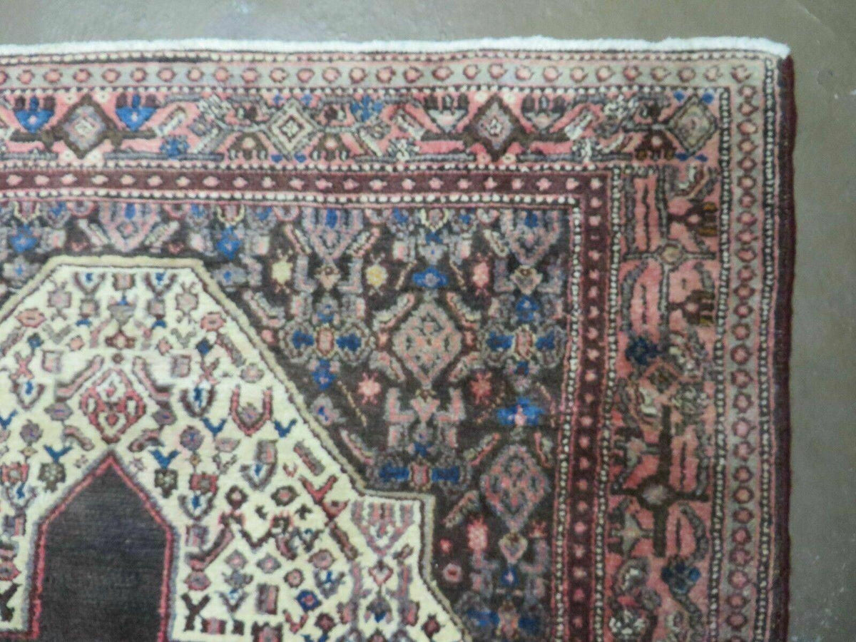 4' X 5' Antique Handmade India Floral Oriental Wool Rug Brown Vegetable Dyes - Jewel Rugs, view 8