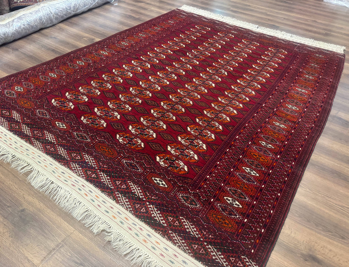 Persian Turkoman Rug 7x9, Red Tribal Carpet - Jewel Rugs, view 2